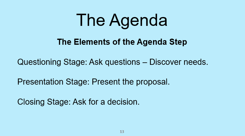 The Agenda Step of the Sales Introduction Stage
