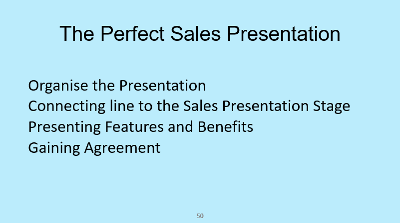 The presentation stage from the sales training course Selling Success
