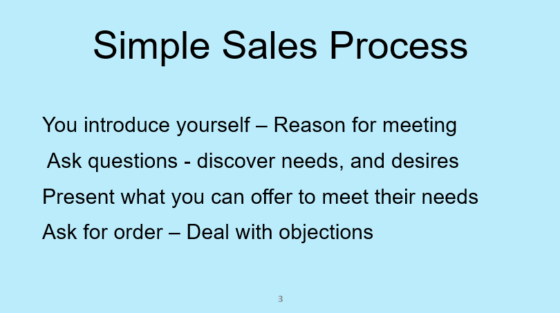 Slide from the sales course Selling Success